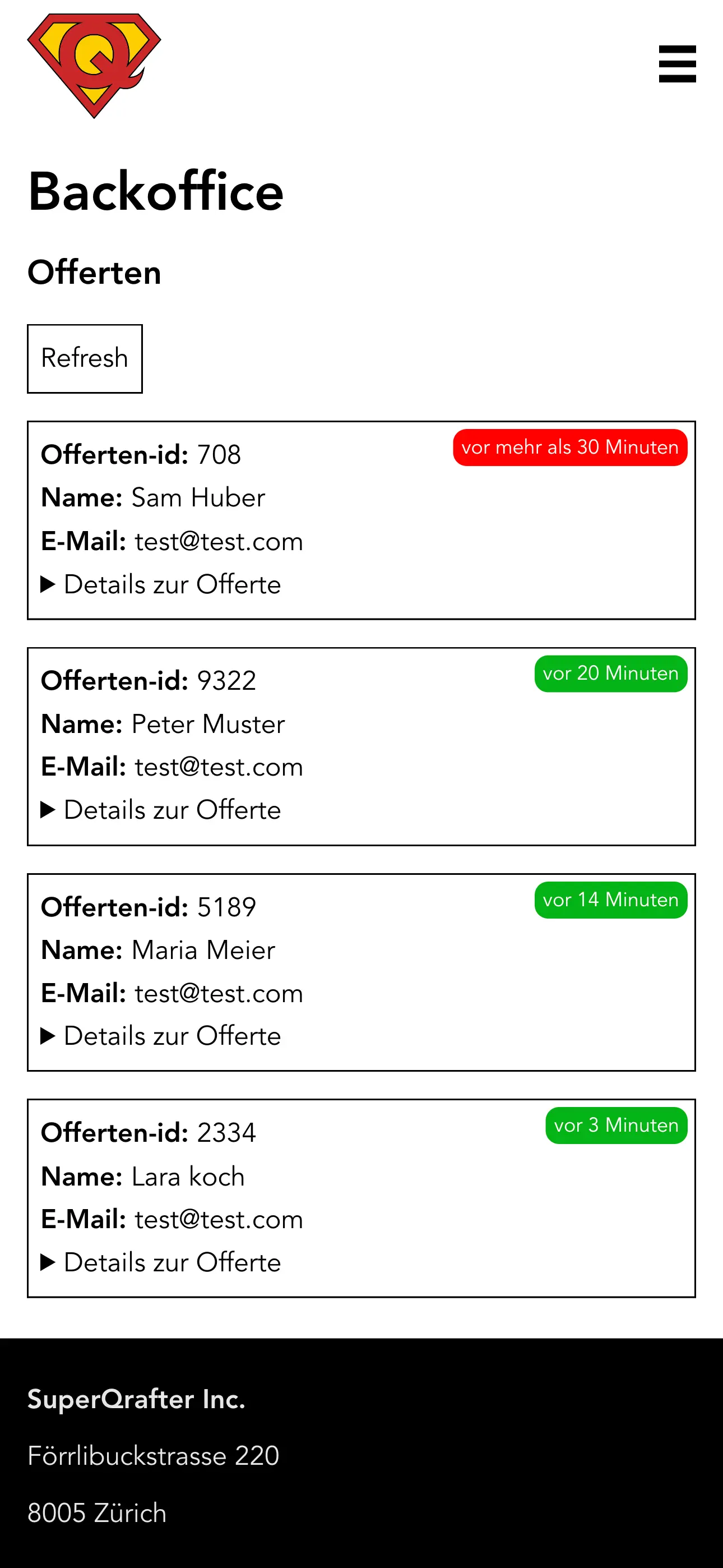 Screenshot Backoffice